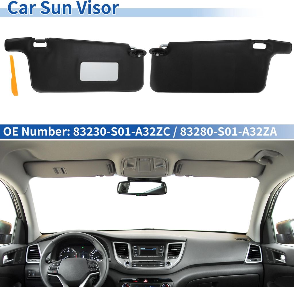 Innenraum Sonnenblendensatz Passend Für Honda Civic 1996-2000 1.6L L4 Linke Und Rechte Sonnenblenden Schwarzes Ersatzteil Nr.83230-S01-A32ZC/83280...
