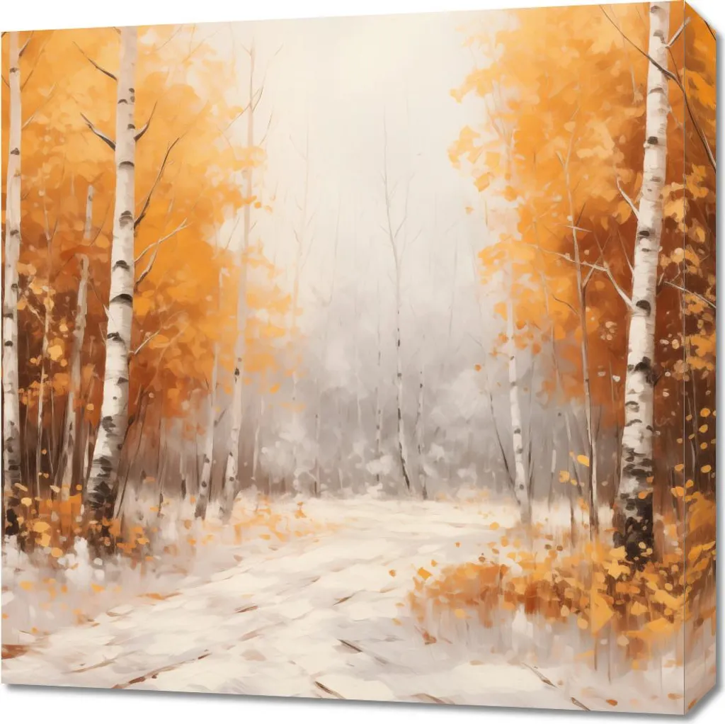 Image 60 x 60 cm Bouleaux automnaux - Tableau carré forêt pour salon