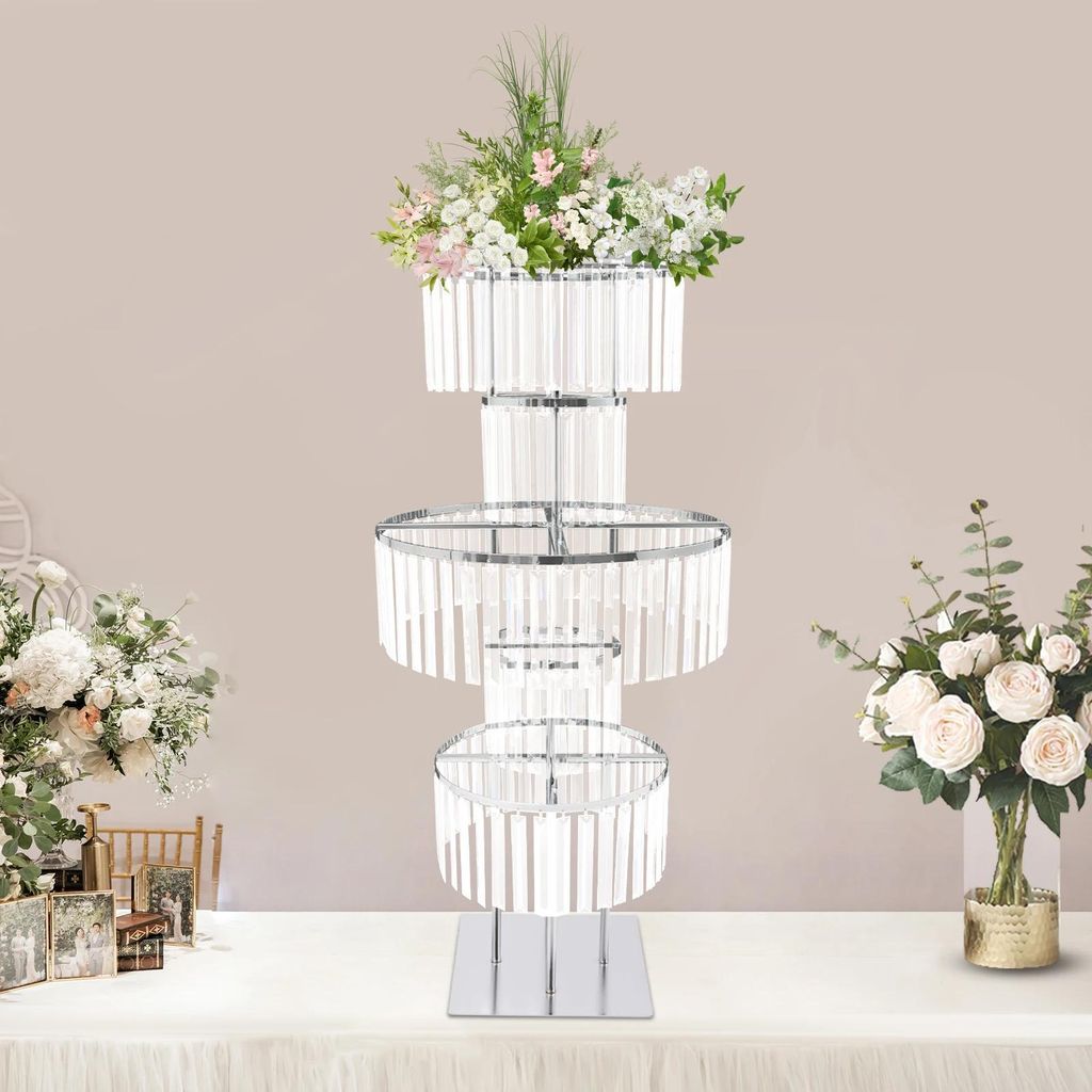 Blumenständer Hochzeit - Bodenständer mit 5 Ebenen - Freistehend - Eisen - Für Partys & Bankette - Silber