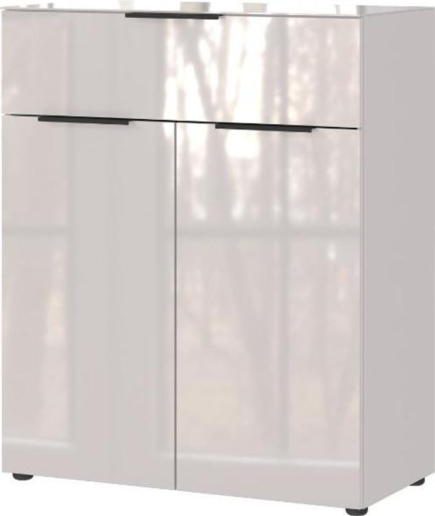 Dudek Kommode mit 2 Türen und 1 Schublade - Fronten aus Glas - beige
