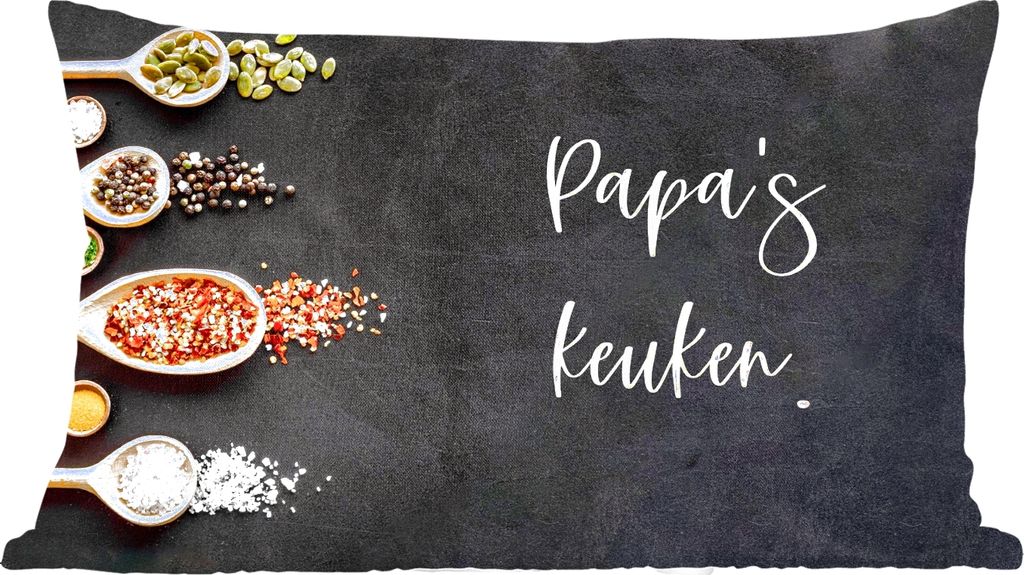 MuchoWow Zierkissen Sofakissen Wohnzimmer Dekokissen 60x40 cm Zitate - Sprichwörter - Küche - Papa - Kopfkissen - Polster mit Foto