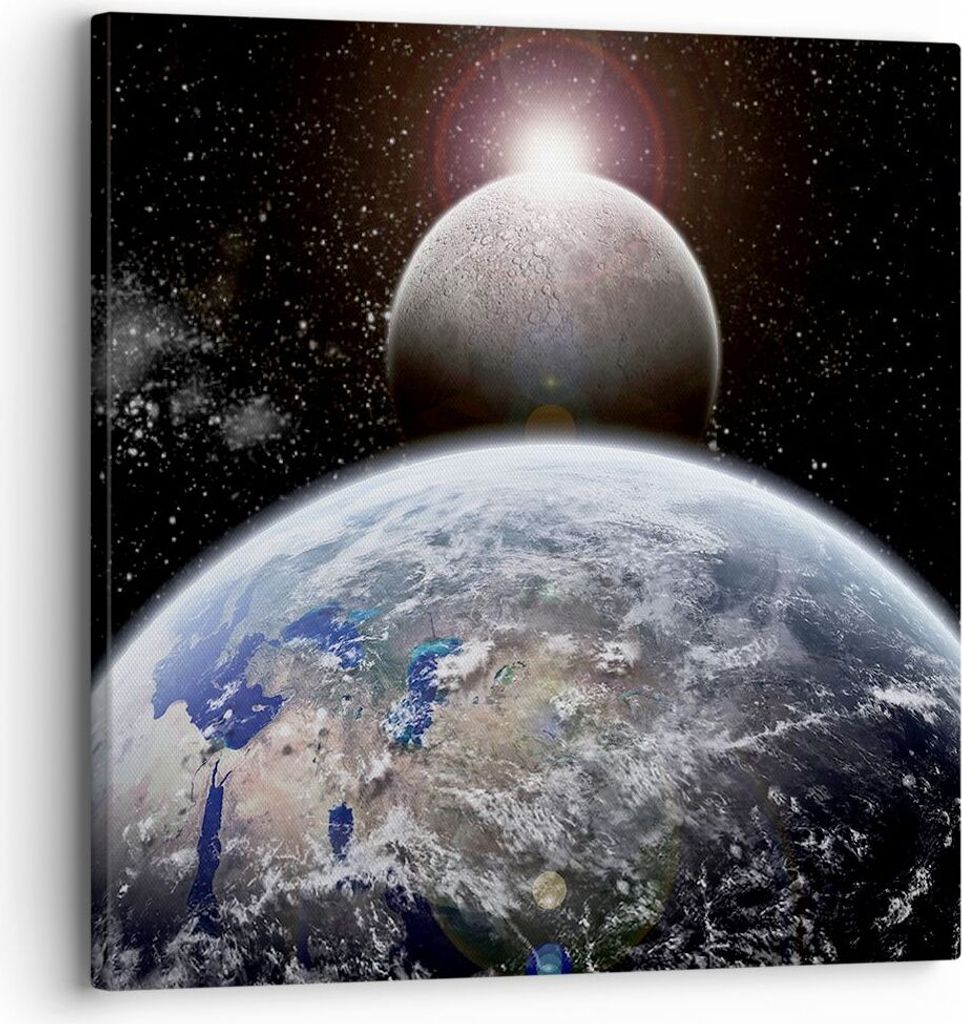 Bild auf Leinwand - Leinwandbild - Apokalypse Meteorit Sterne Planet - 30x30cm - Wand Bild - Wanddeko - Leinwanddruck - Bilder - Kunstdruck - Leinw...