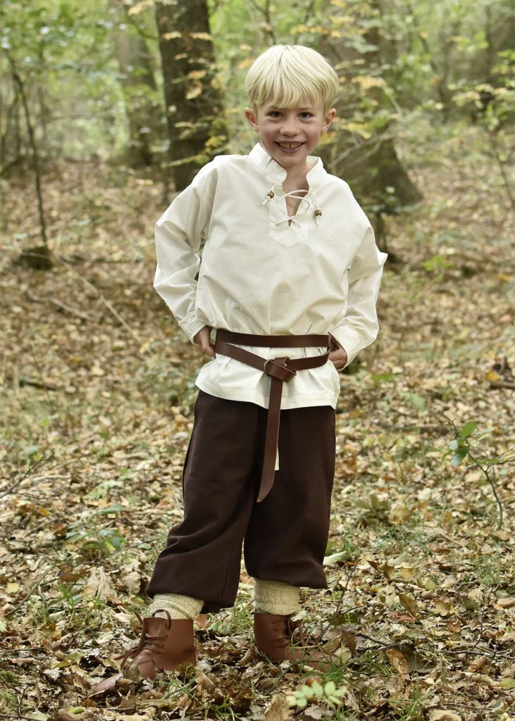 Kinder Mittelalterhemd Natur Faschingskostüm mittelalterliches Hemd für Kinder 
