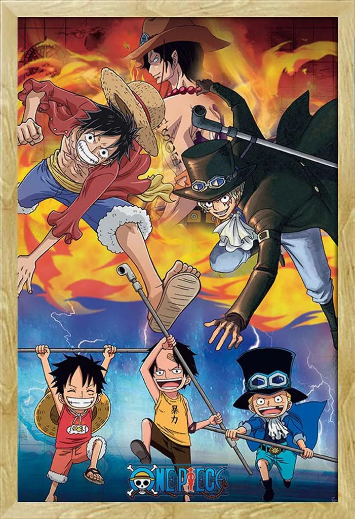 Quadro Commemorativo One Piece Ace Sabo Luffy Cornice Shinsuke