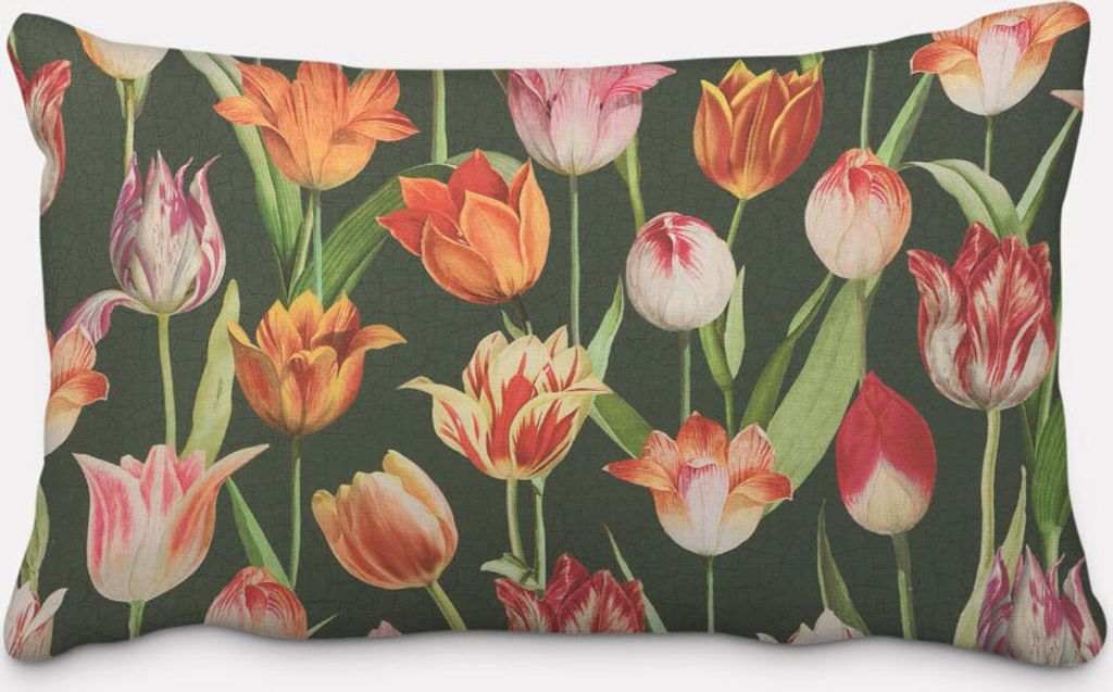 SCHÖNER LEBEN. Kissenhülle Outdoor Tulip Painting Tulpen grün rot Größe 40x60cm (HxB) 40x60cm (HxB) Größe