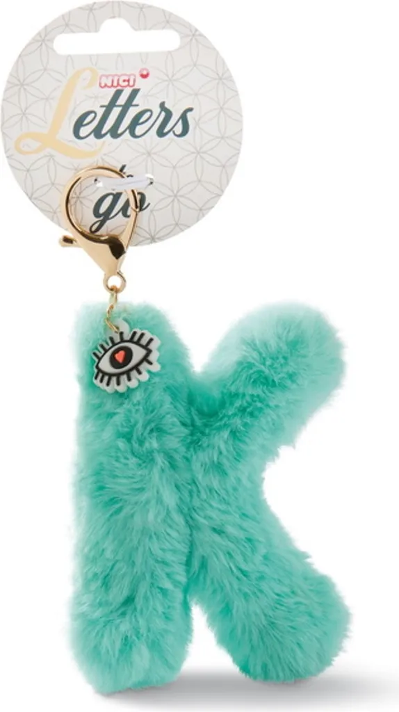Portachiavi Peluche NICI Lettera K Verde 45620 - Regalo per Bambini e Adulti
