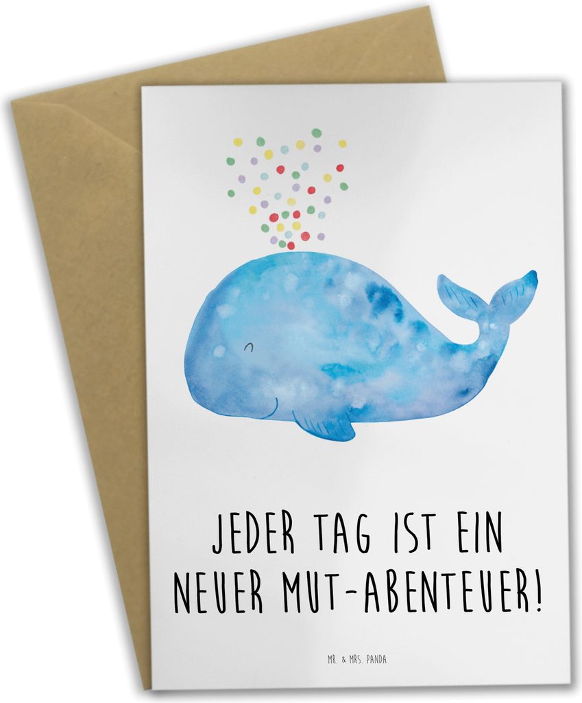 Mr. & Mrs. Panda Glückwunschkarte Angst überwinden Abenteuer - Weiß - Geschenk, osterkarten, dankeskarten, Trost, einladungskarten, hochzeitskar...