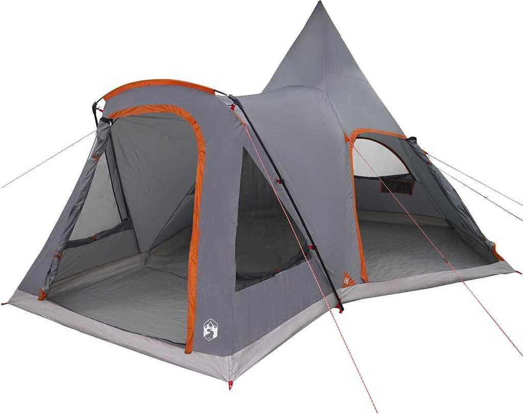 vidaXL Teepee Zelt für 5 Personen Grau und Orange 545 x 450 x 295 cm