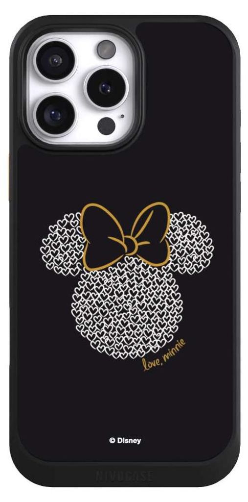 NIVOCASE Hülle für Apple iPhone 16 Pro Max Handyhülle NIVOcore Case Schwarz Disney Minnie Mouse Muster
