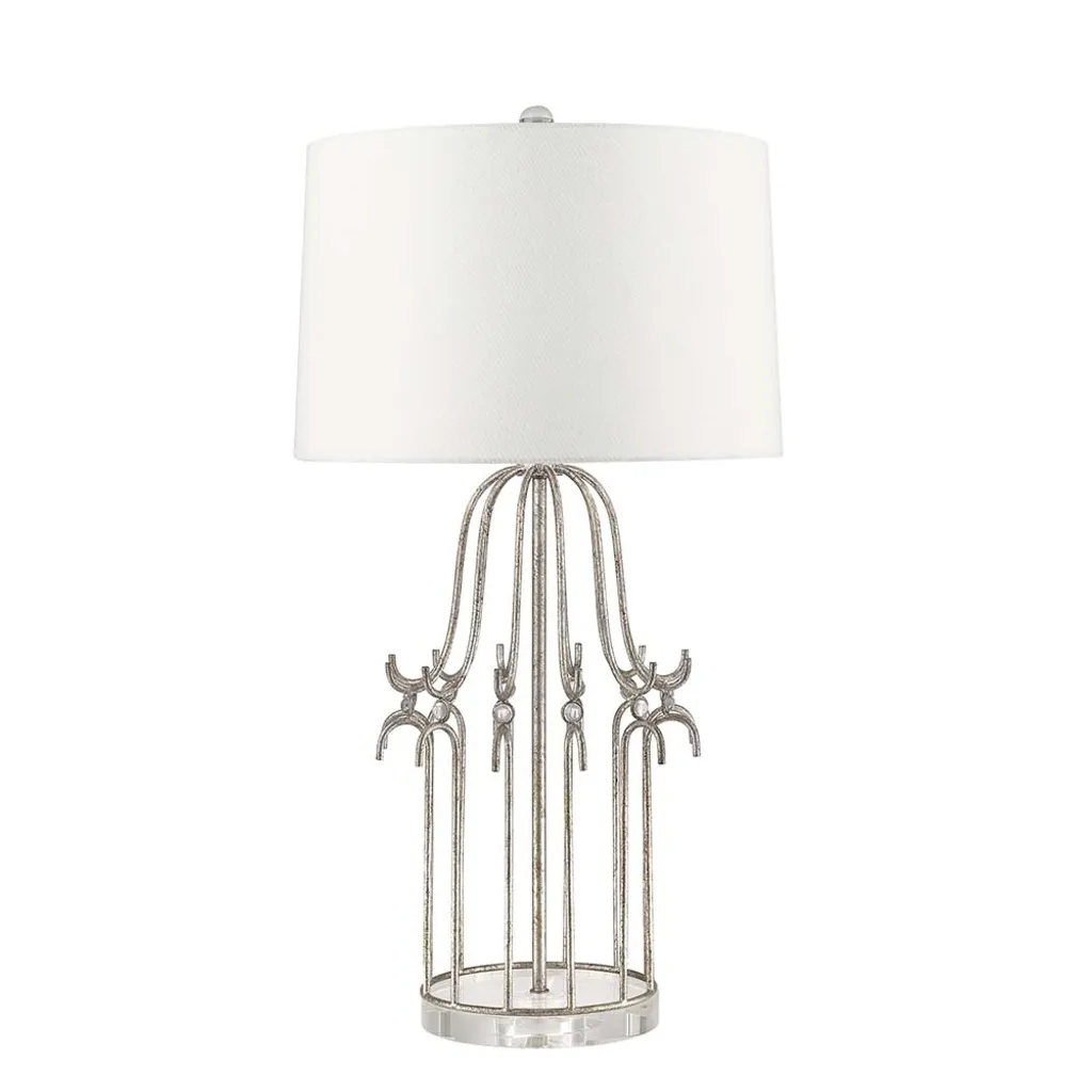 Lampe de table Stella argent et crème Gilded Nola 74cm douille E27
