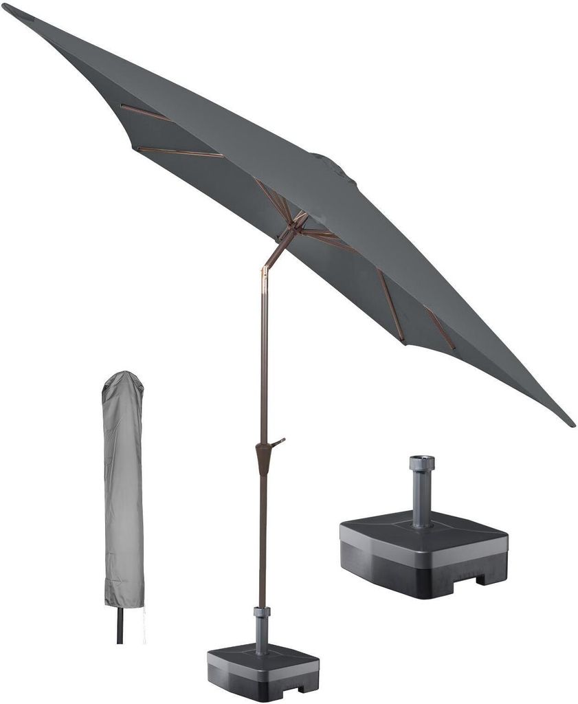 Kopu Altea Sonnenschirm-Set quadratisch 230x230 cm mit Hülle und Ständer - Grau