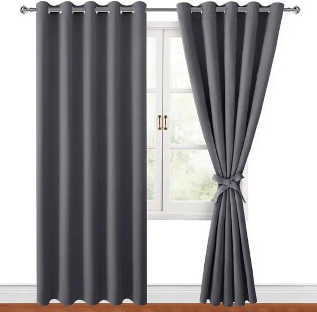 Rideaux occultants gris foncé 167 x 228 cm - Paire de rideaux à œillets