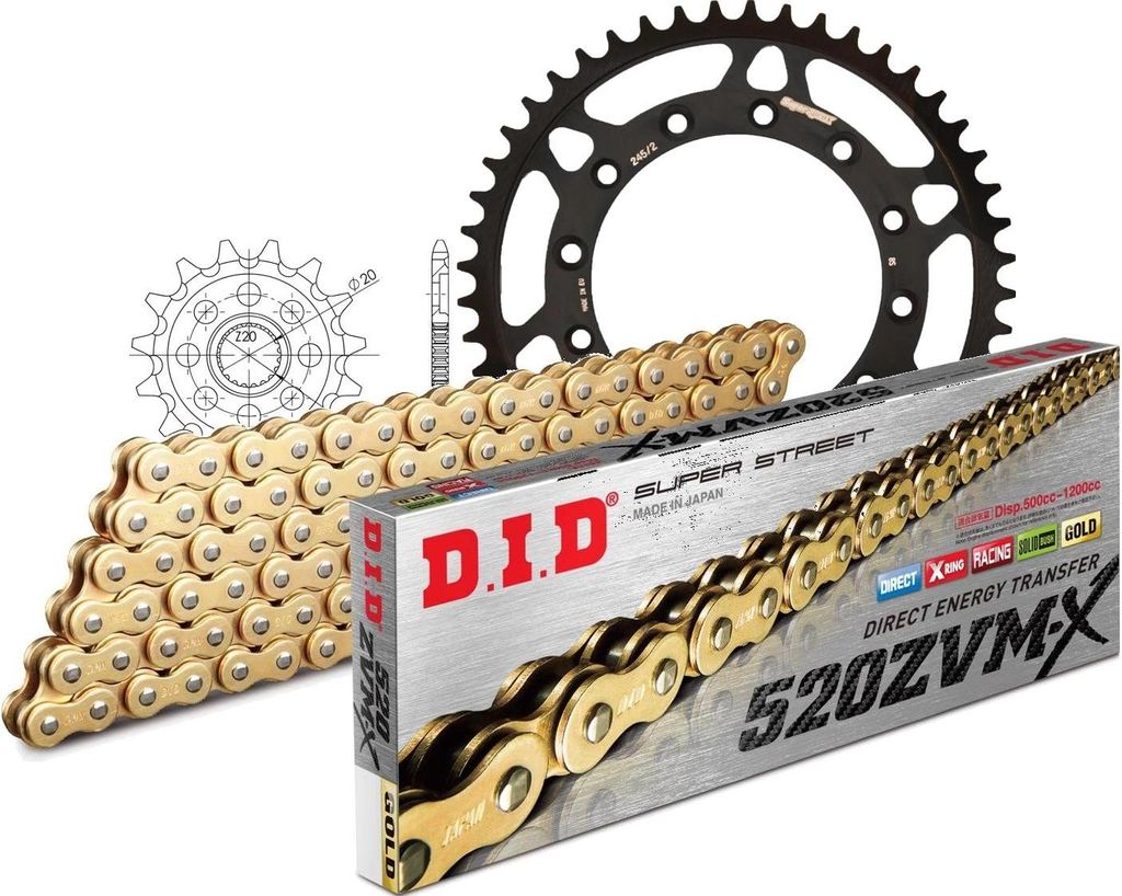 DID Kit Stahl Kompatibel mit Yamaha YZ125 09-15/YZ250 F 01-04 13-48-114 DID520ZVM-X(G&G) Niet