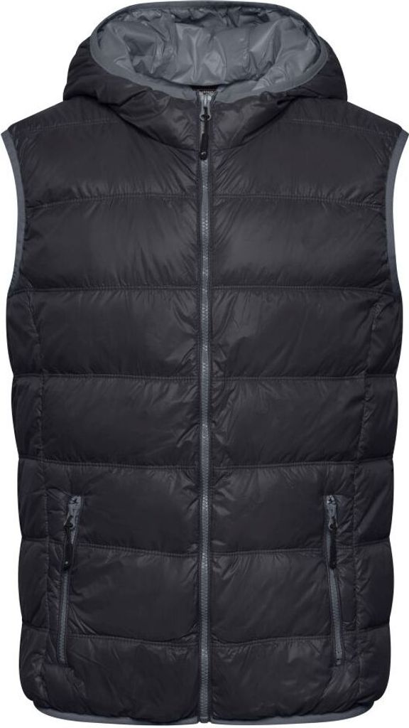 Ultraleichte sportliche Daunenweste mit Kapuze black/grey, Gr. M
