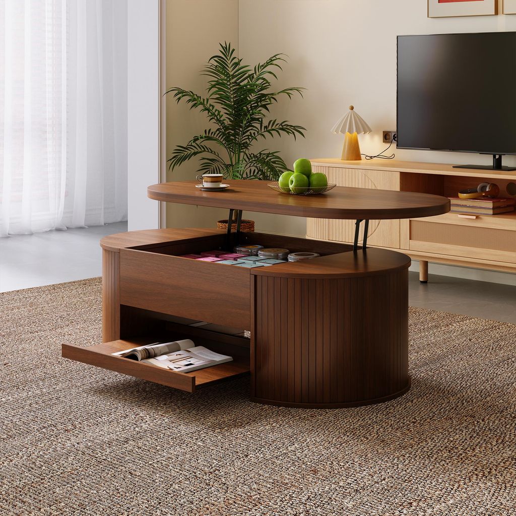 Merax Table basse réglable en hauteur, étagère extensible, Image du produit 