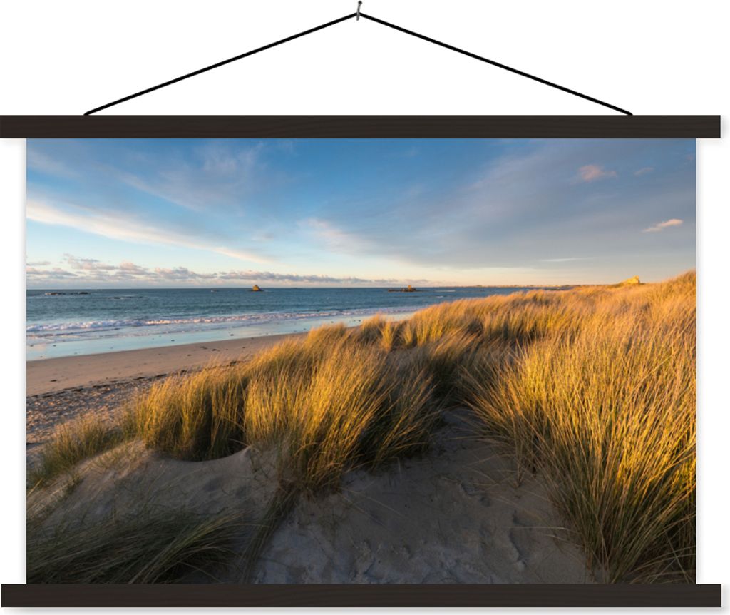 MuchoWow Textilposter Düne - Strand - Meer 60x40 cm mit schwarzem Rahmen - Hölzernes
