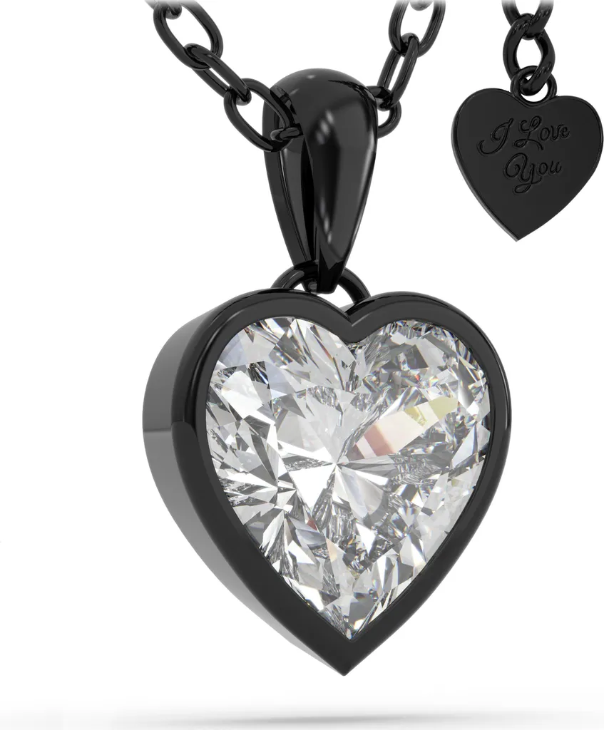 SERASAR | Collana in argento sterling [Love] con argento sterling nero | Colore: Nero | Lunghezza: 28cm