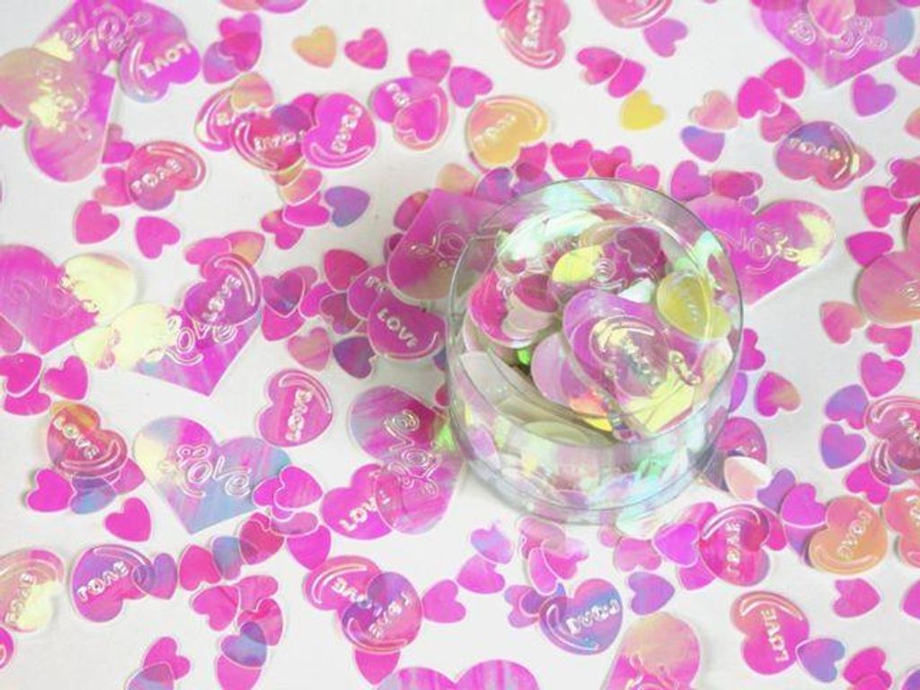 Konfetti Herzen rosa silber 14 g.