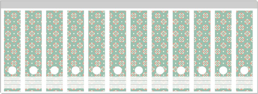 Wallario Ordnerrücken Sticker, selbstklebend für breite Ordner, 12 Stück, Motiv Muster in rot weiß auf grün - Blütenblätter