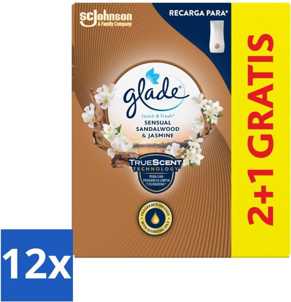 Glade - Touch & Fresh - Sinnliches Sandelholz-Jasmin - 10 ml - Vorteilspack - 12 Stücke