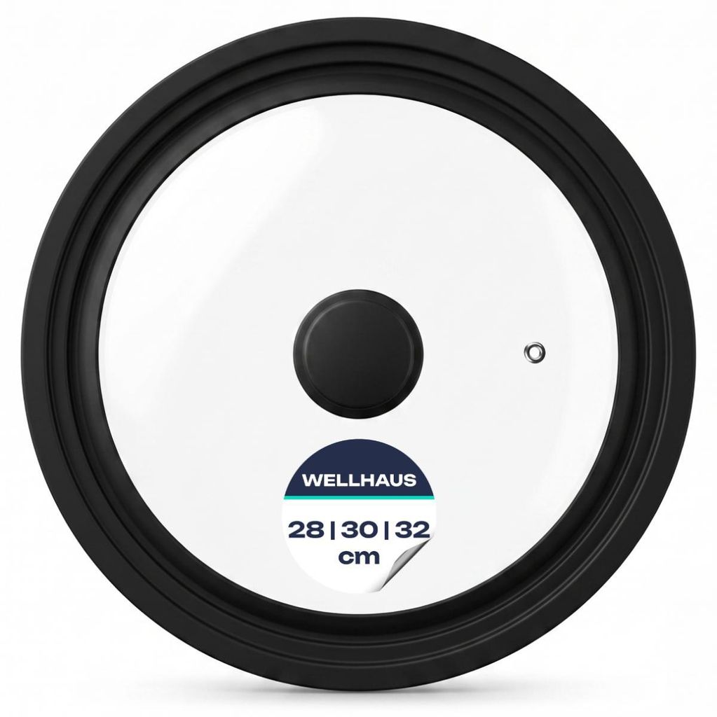 WELLHAUS Universal Glasdeckel (28, 30, 32 cm) Schwarz Produktbild 