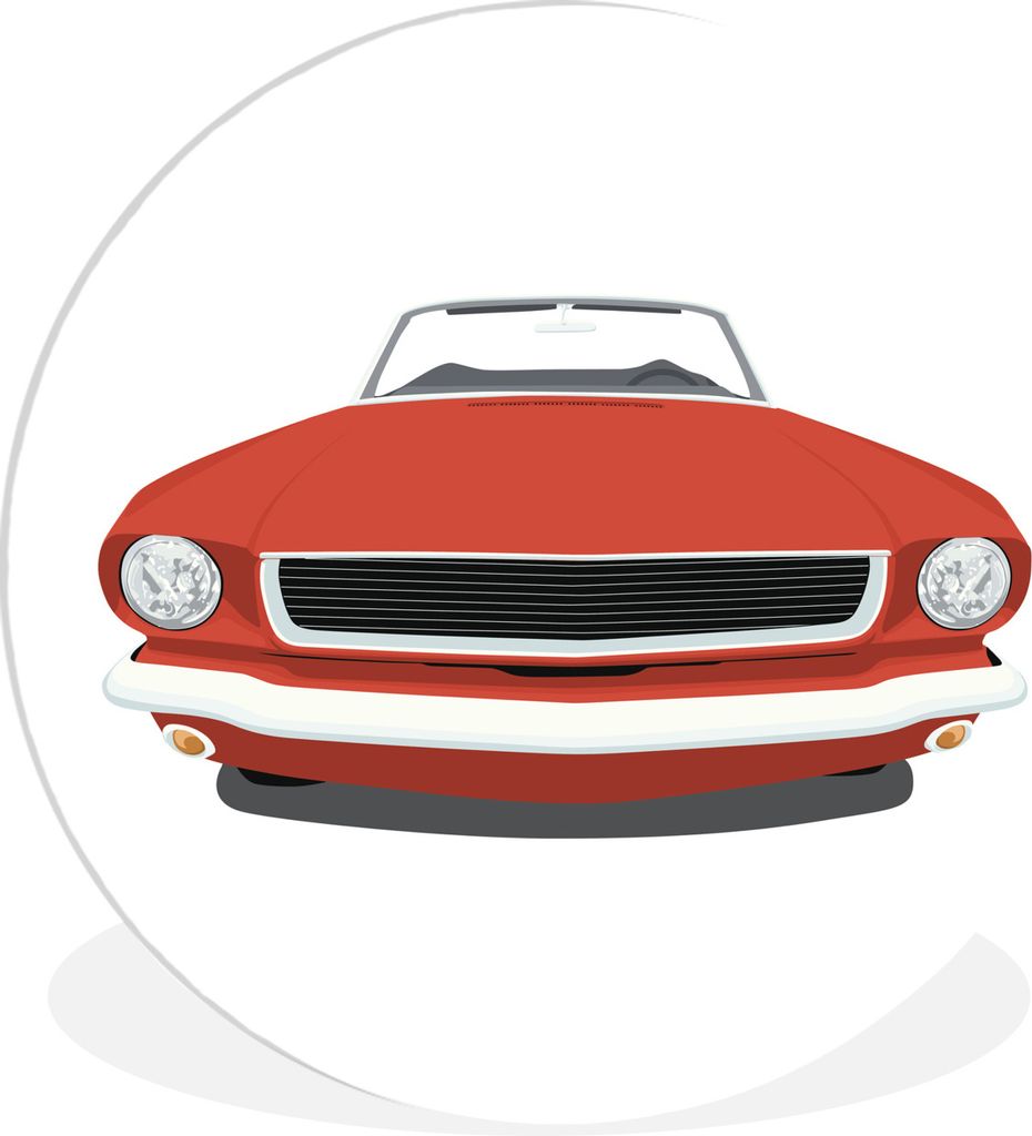 MuchoWow Rundes Wandbild - Runde Bilder Auto - Mustang - Amerika Ø 60 cm Kreis Wanddekoration Kunststoff - Wandkreis - Wandschmuck - Wand Kreis ...