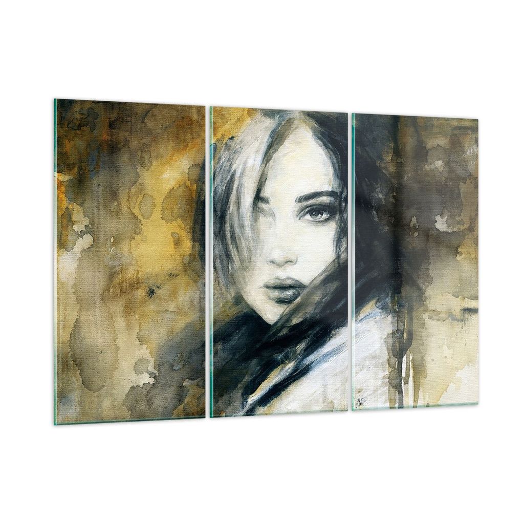 Bilder auf glas - Frau Gesicht Lippen - 105x70cm - Glasbilder - Wandbilder - Kunstdruck - zum Aufhängen bereit - Wanddekoration aus Glas - Glas Bi...