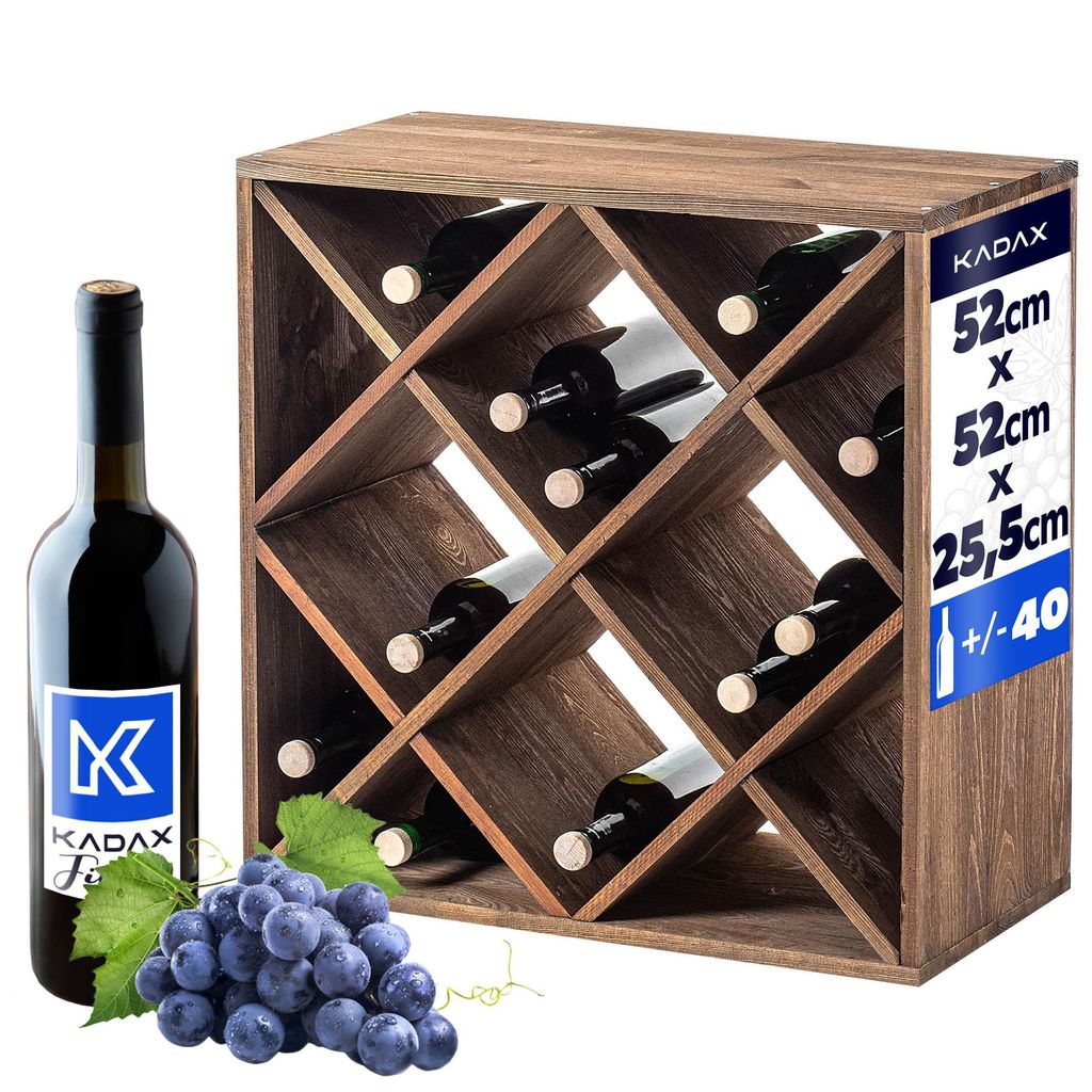 Portabottiglie in legno KADAX, 52 x 25,5 x 52 cm, marrone, Immagine del prodotto 