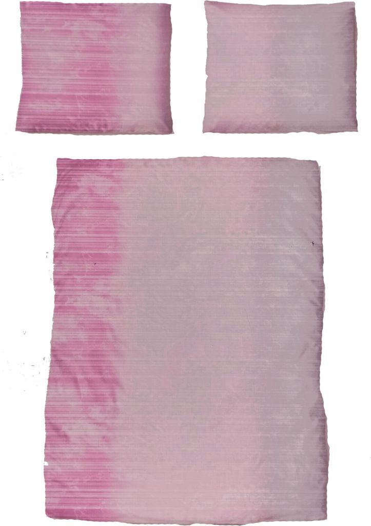 Baumwoll Seersucker Bettwäsche, 135 x 200 + 80x80cm, himbeere grau weiß, gestreift, bügelfrei