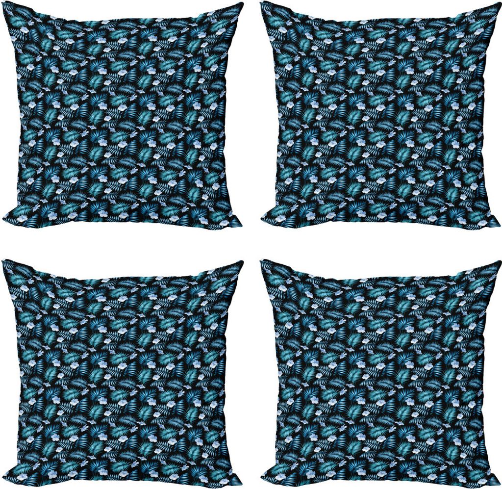 ABAKUHAUS Botanisch Kissenbezug Set (4 Stück), Hawaii-Dschungel-Regenwald, Moderner Doppelseitiger Digitaldruck, 50 cm x 50 cm, Mehrfarbig