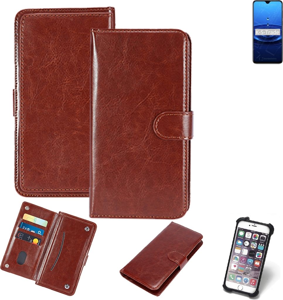 K-S-Trade 360° Hülle kompatibel mit Cubot R15 braun Kunstleder Case BookCase WalletCase Kunstlederederhülle Handyhülle, Rundumschutz Bumper (1x)