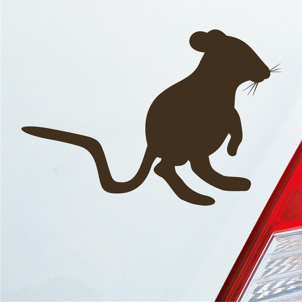 Auto Aufkleber Maus Mäuschen Mouse süß Tier Nager Ratte 14,5x10 cm Braun Sticker Heckscheibenaufkleber