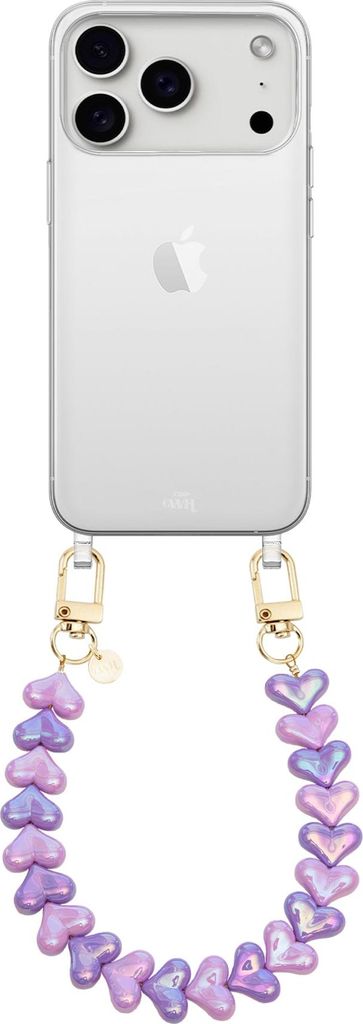 iPhone 17 Pro Max - Funky Hearts (Pink & Purple Metallic) Transparant Cord Case