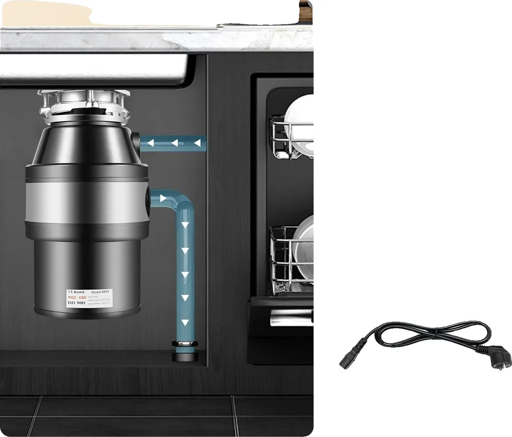 Broyeur de cuisine silencieux noir avec système de broyage haute capacité