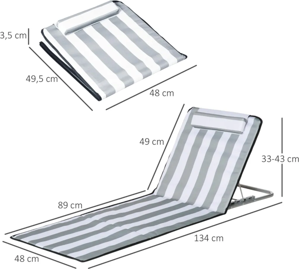 Lit de Soleil de Jardin sans Douleur avec Oreiller et Dossier Ajustable - 5