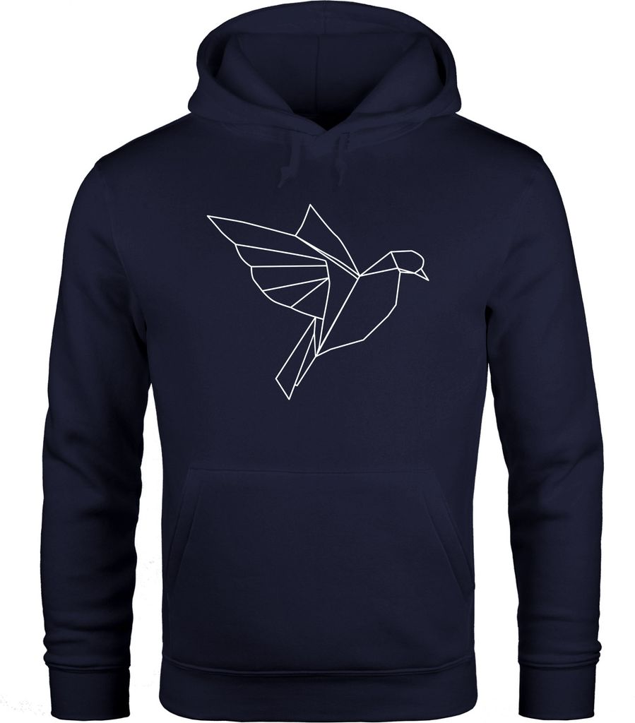 Hoodie Herren Polygon Origami Vogel Bird Kapuzen-Pullover Moonworks navy M