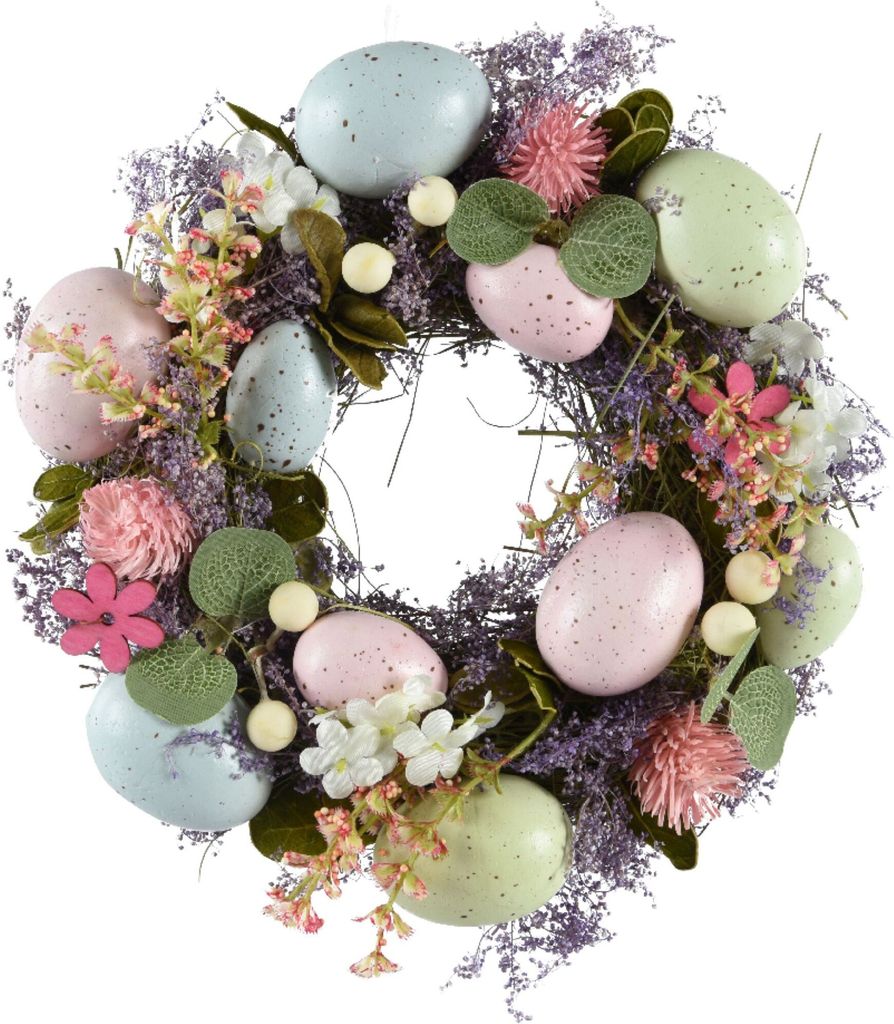 Osterkranz mit Dekoeiern & Blumen 23cm Kunststoff Bunt Produktbild 