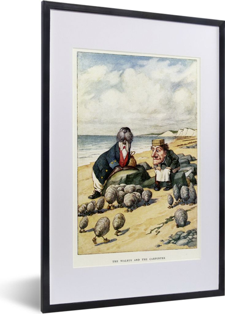 MuchoWow MuchoWow Gerahmtes Poster Vintage-Illustration das Walross und der Schreiner 40x60 cm - Poster mit zchwarzem Bilderrahmen - Poster in ...