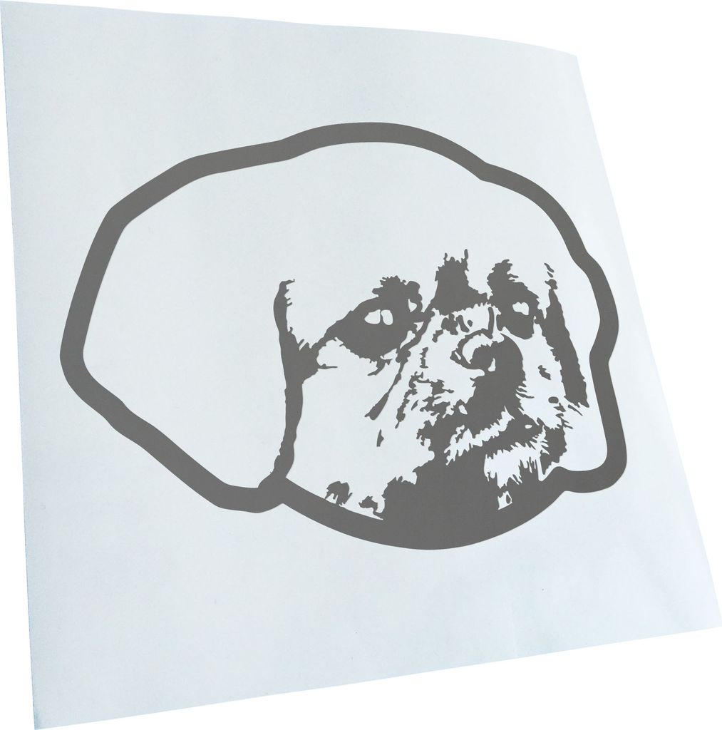 Kiwistar - Autoaufkleber - tibetan spaniel Hund - Grau - 60x43cm - Aufkleber für Auto, Laptop, Fahrrad, LKW, Motorrad mehrfarbig JDM Decal Racing