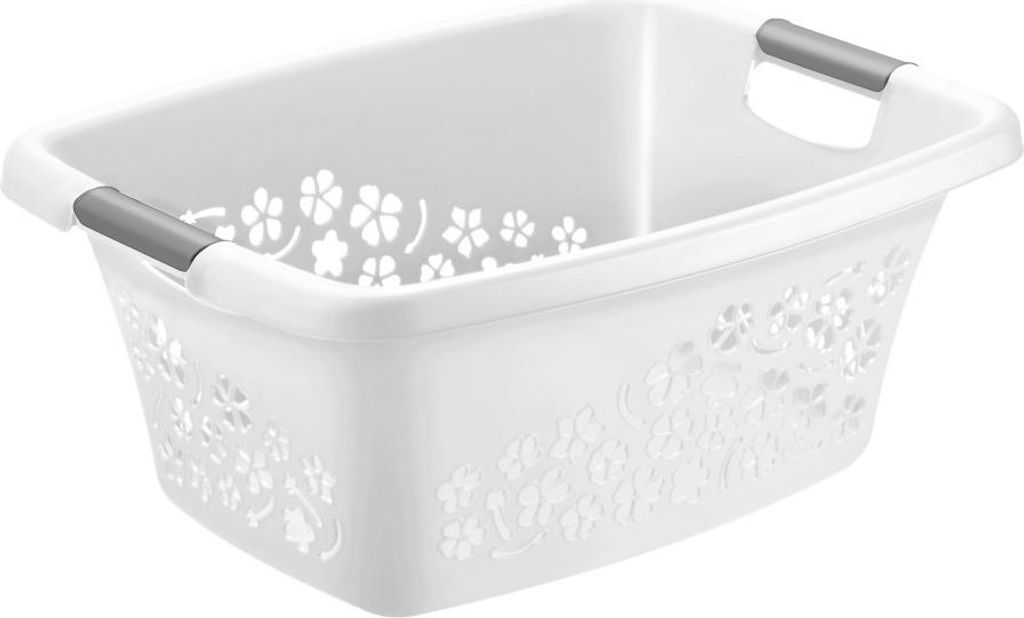 Rotho Wäschekorb Flowers 25 L mistletoe white