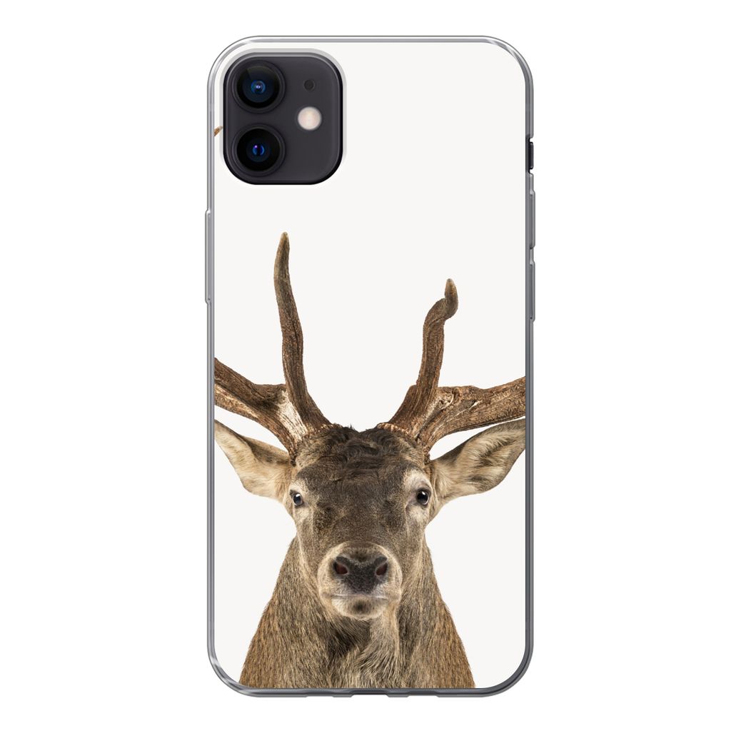 MuchoWow Handyhülle Schutzhülle Hülle für iPhone 12 mini Hirsche - Tiere - Geweih - Kinder - Jungen Silikon Softcase Handy Hülle - Bild