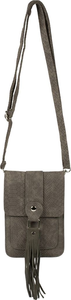 styleBREAKER Damen Mini Bag Umhängetasche Schlangenleder Optik mit Fransen, Handytasche, Schultertasche, Handtasche 02012363