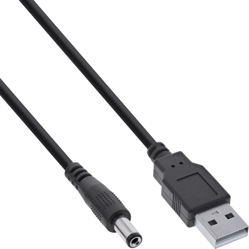 Câble adaptateur USB A vers DC 5.5x2.5mm InLine pour alimentation 1m
