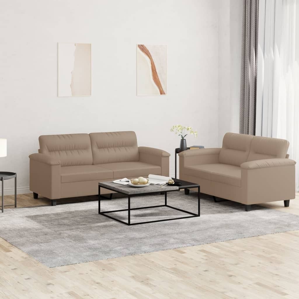 Maison Exclusive - 2-tlg. Sofagarnitur mit Kissen Cappuccino-Braun Kunstleder