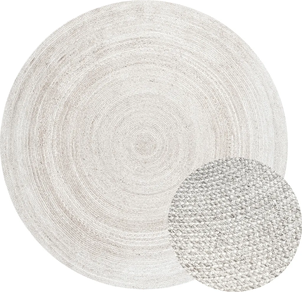 Tapis Jute Tressé Rond 100x100 cm Blanc 106321 - Décoration Naturelle