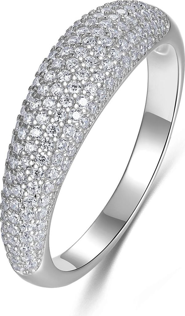 9NB-1687-52 - New Bling - Zilveren Ring Volledig Bezet met Zirkonia - Zilverkleurig - Maat 52