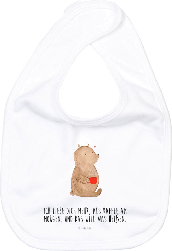 Mr. & Mrs. Panda Lätzchen Bär Morgenkaffee - Weiß - Geschenk, Für Babys, Freundin, Baumwolle, Sabber, Sabberlätzchen, Babylätzchen, Freund, F...