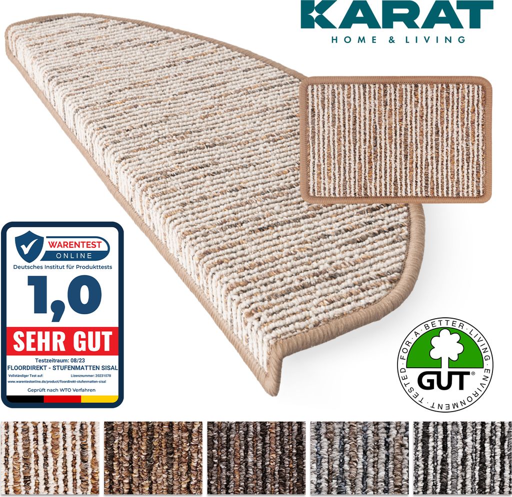 Stufenmatten Geneva Halbrunder oder Eckiger Treppenschutz Beige Halbrund