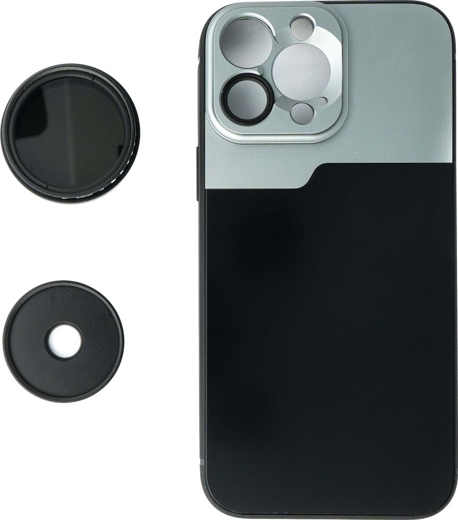 SYSTEM-S ND Vario Filter 37 mm 2 bis 4000 Neutraldichte mit Hülle für iPhone 13 Pro Max