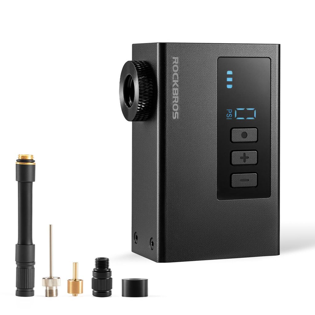 ROCKBROS 120PSI Elektrische Pumpe mini mit Display Aluminium Luftpumpe 420mAh Akku für Rennrad MTB